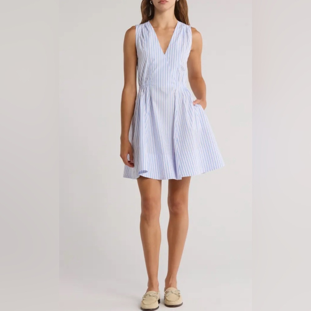 NWT Derek Lam 10 Crosby Size12 Blue Multi‎ Striped Dress